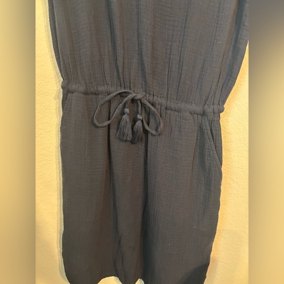 Talbots Blue Midi Sundress V-Neck Short Sleeve Front Tassel Tie Size SP - Picture 2 of 7